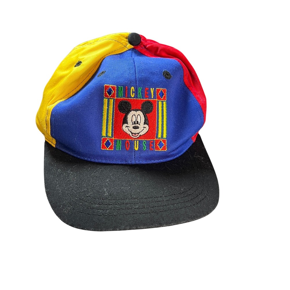 Vintage Mickey‎ Mouse Kids Hat Multi Color Block Snapback Fresh Caps